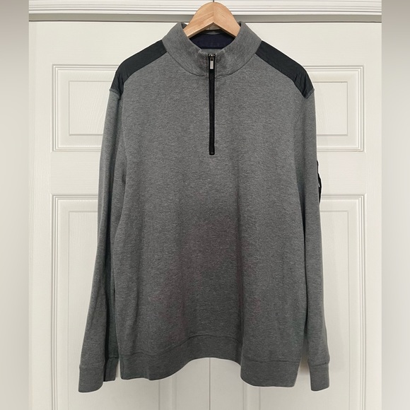 {Bugatchi Uomo} 1/4 Zip Pullover Sweatshirt in Grey - Men's XL - Picture 1 of 12